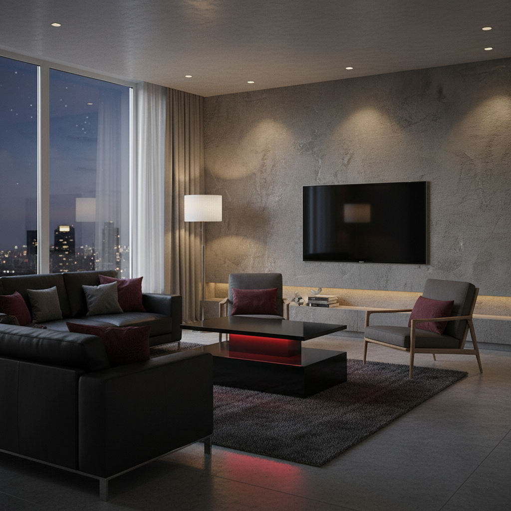 Modern 2-Tier Gloss Black Coffee Table with LED'S
