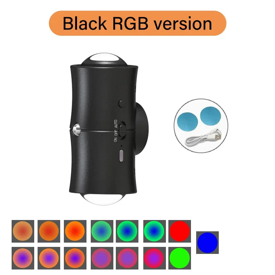 RGB LED Rechargeable Magnetic Night Light with Motion Sensor - Perfect for Cabinets, Hallways, and Stairs