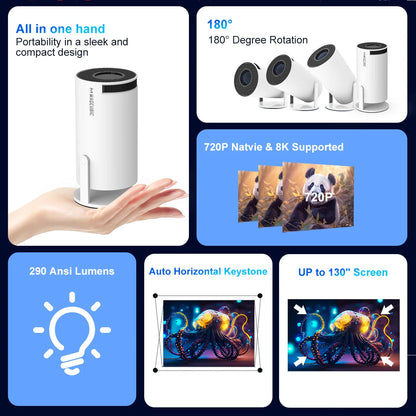 Projector HY300 Pro 8K Android 14 Dual Wifi6 290ANSI Allwinner H726 BT5.0 1080P 1280*720P Home Cinema Outdoor Projetor