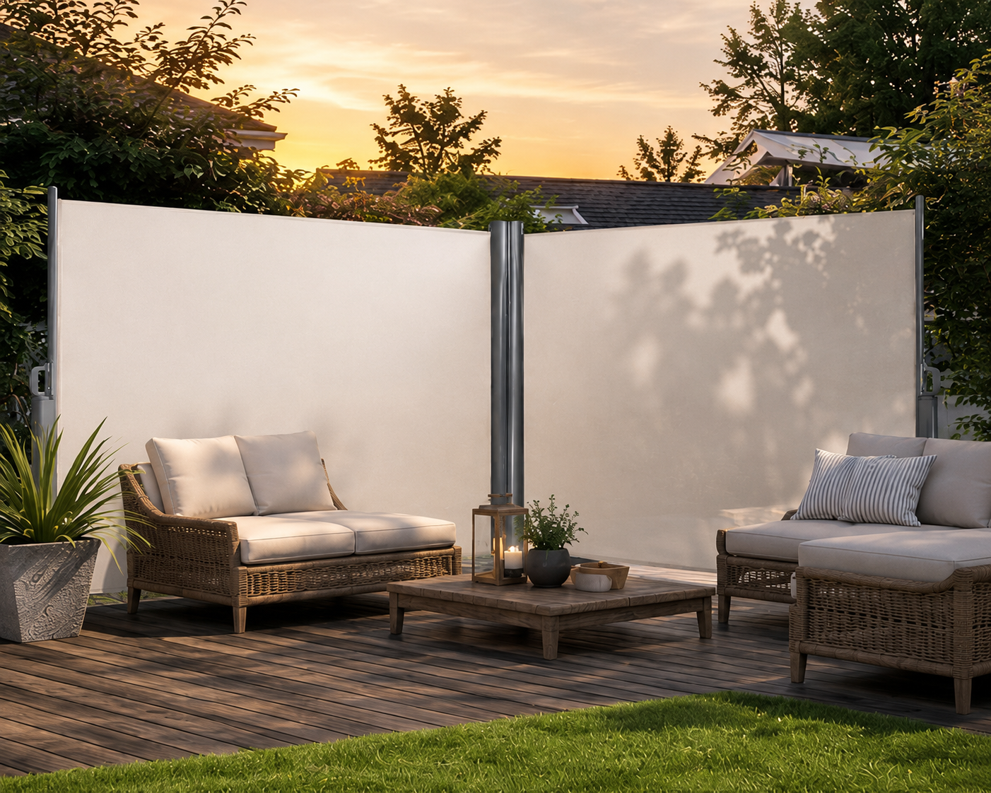 Double-Sided Retractable Privacy Screen 600 x 180 Cm with Easy Clip Handles