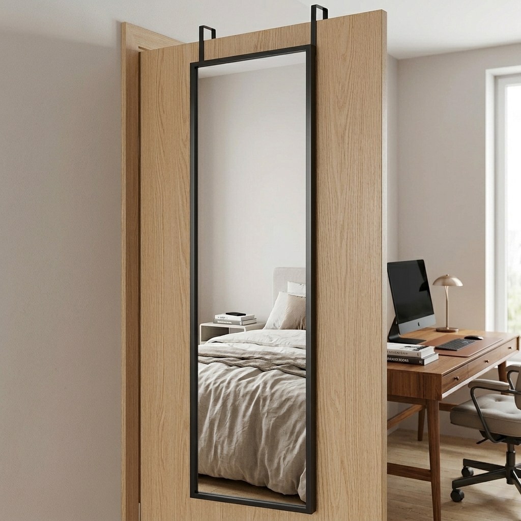 Full Length Door-Mounted Mirror with Height Adjusting Hooks