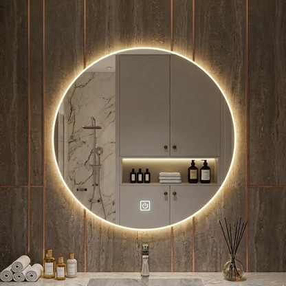 Round Smart Bathroom Mirror with LED Lights