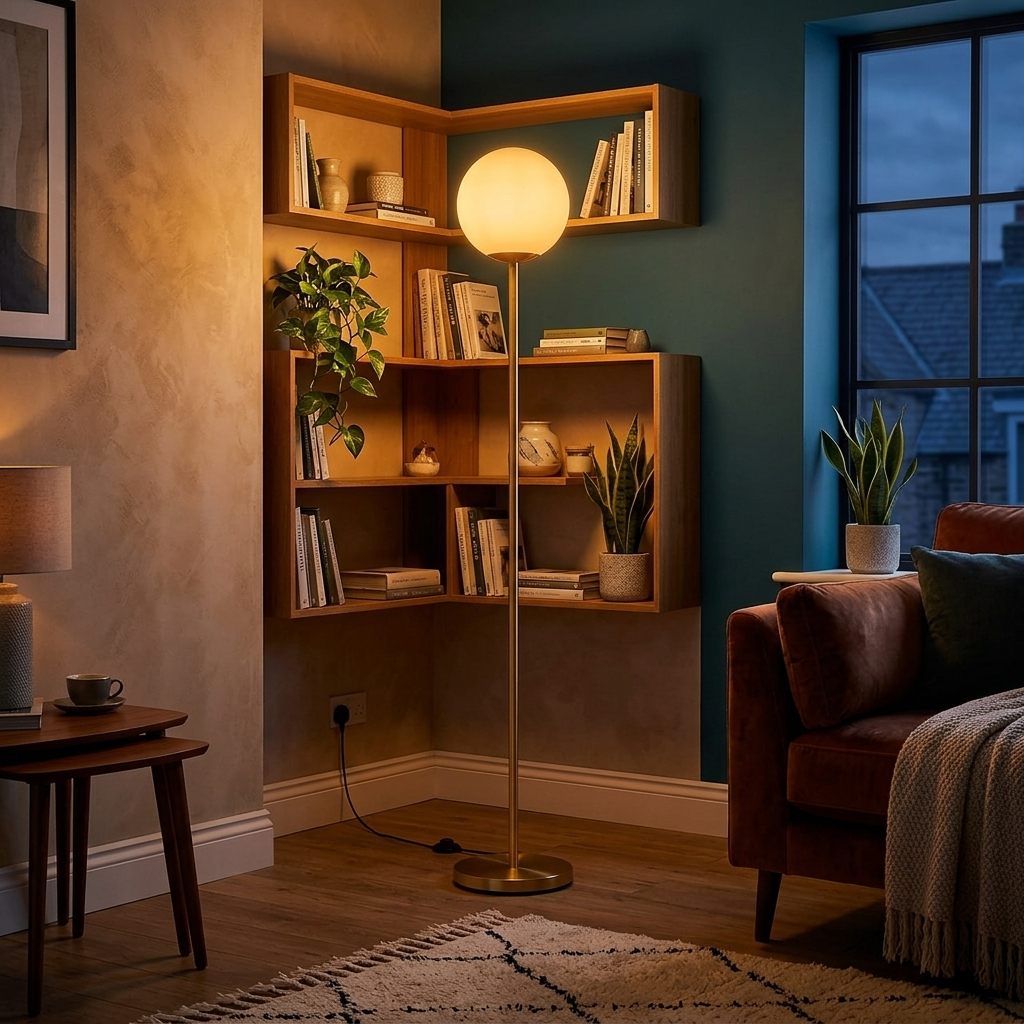 Globe Floor Lamp with Acrylic Lampshade