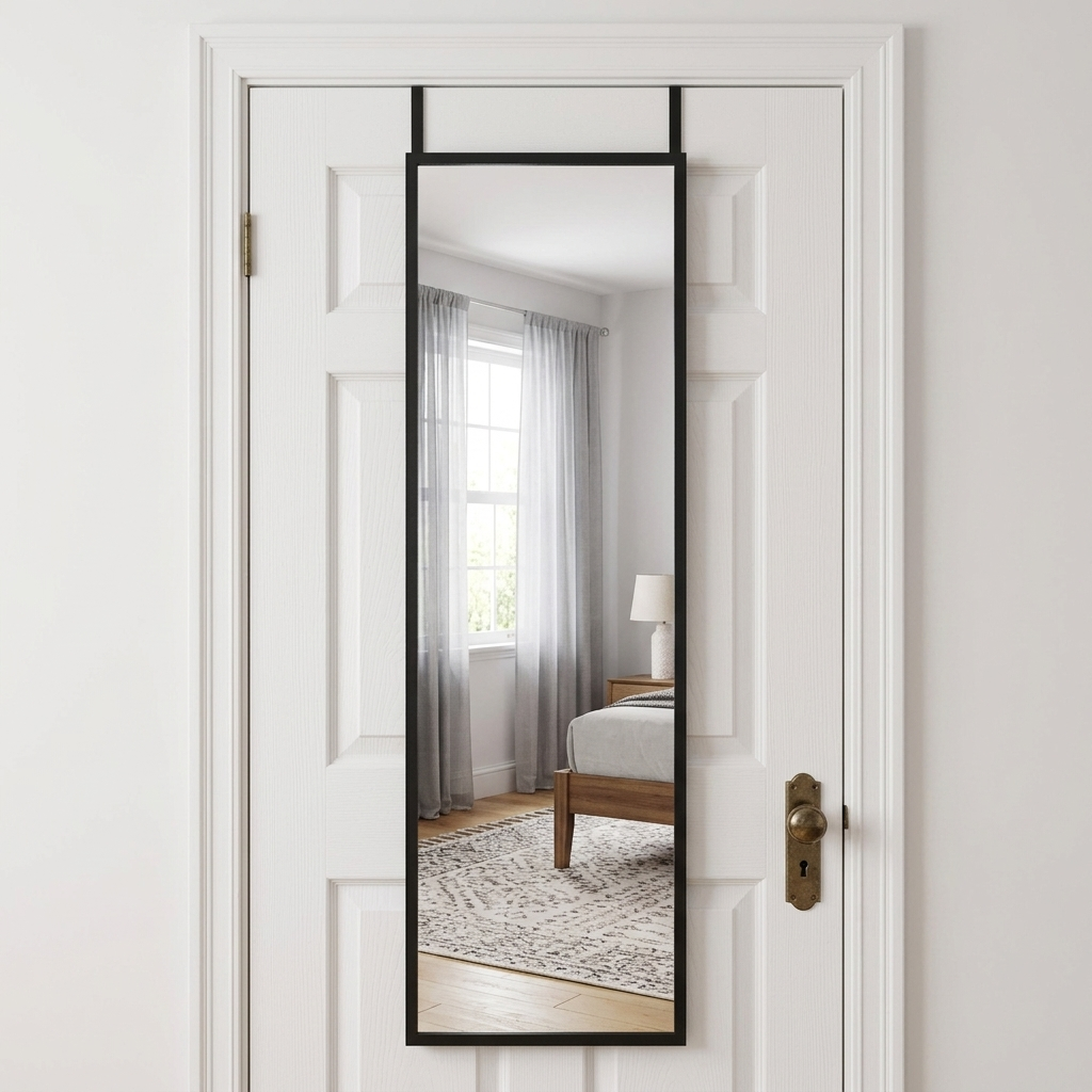 Full Length Door-Mounted Mirror with Height Adjusting Hooks