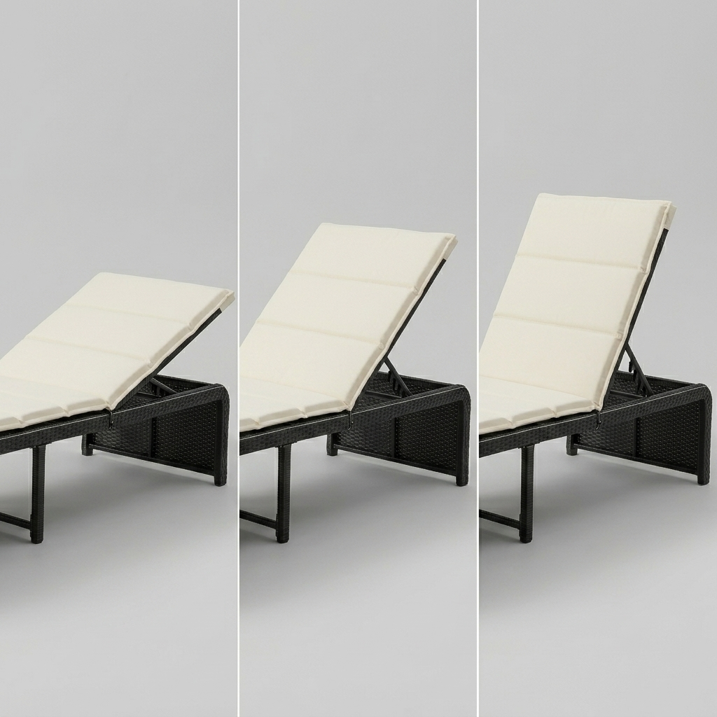 Rattan Sun Lounger with Cushion and Adjustable Head Rest