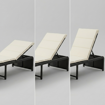 Rattan Sun Lounger with Cushion and Adjustable Head Rest