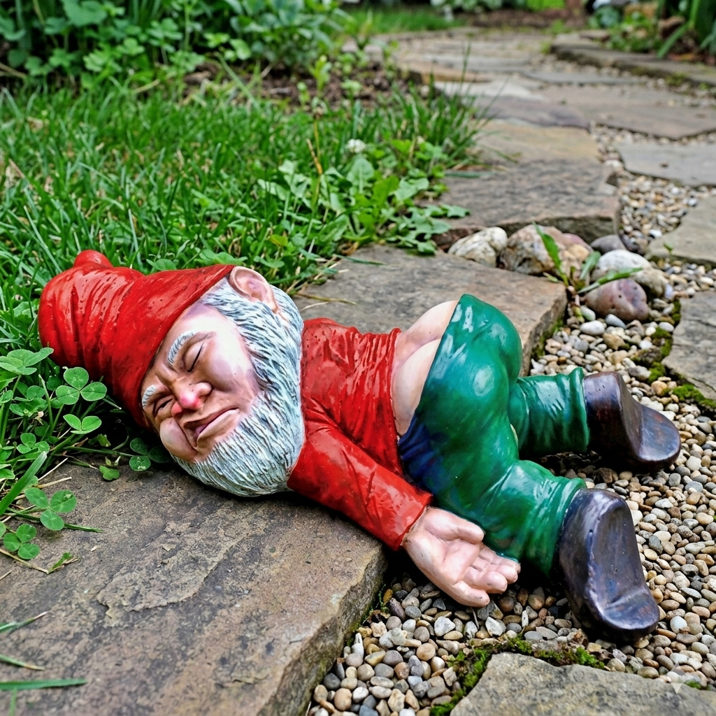 Passed Out Garden Gnome Statue