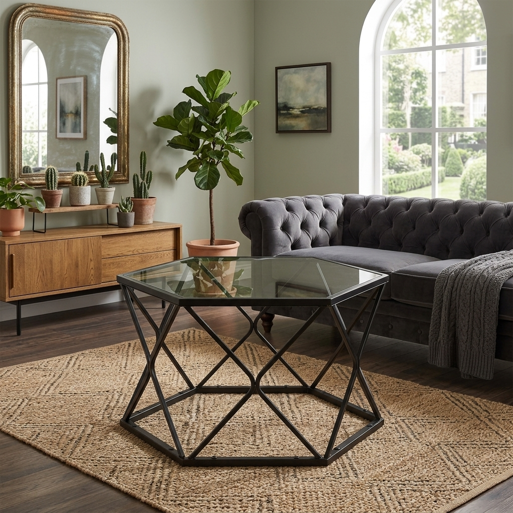 Modern Geometric Glass Coffee Table