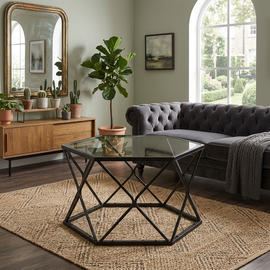 Modern Geometric Glass Coffee Table