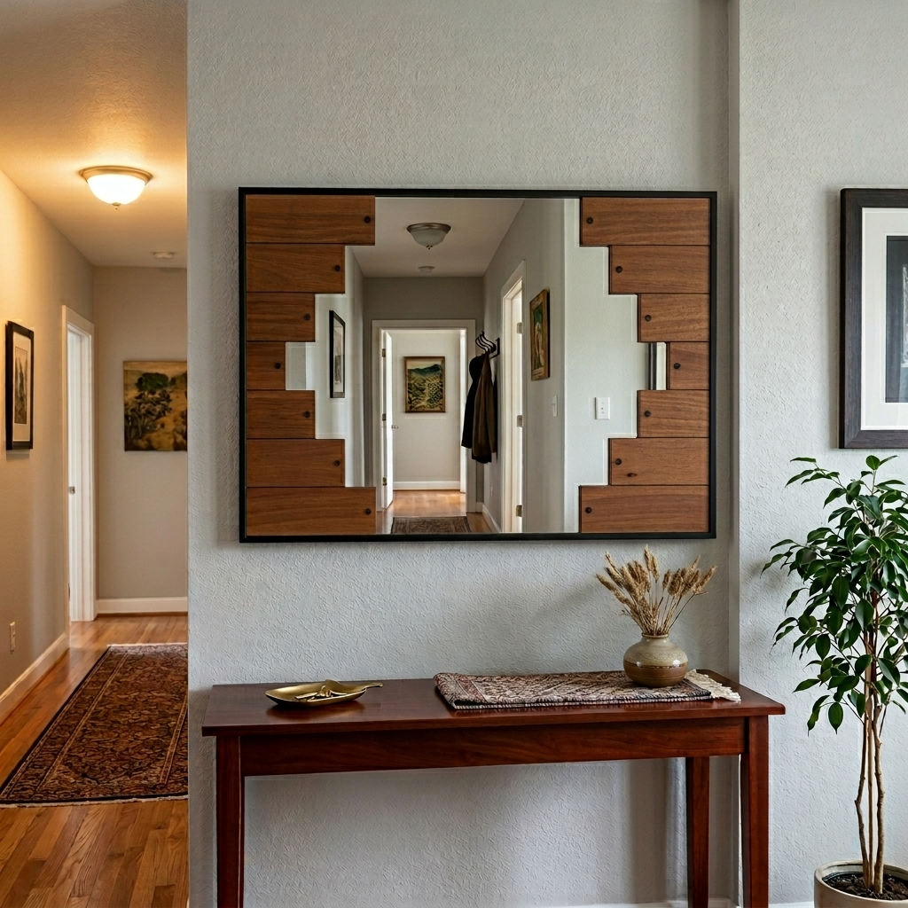Wooden Farmhouse Style Wall Mirror