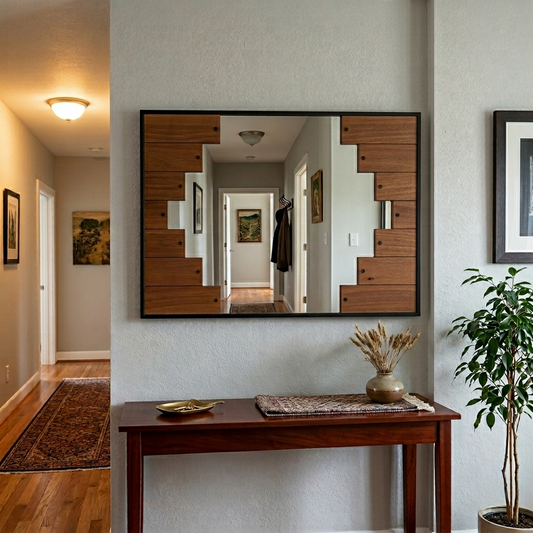 Wooden Farmhouse Style Wall Mirror