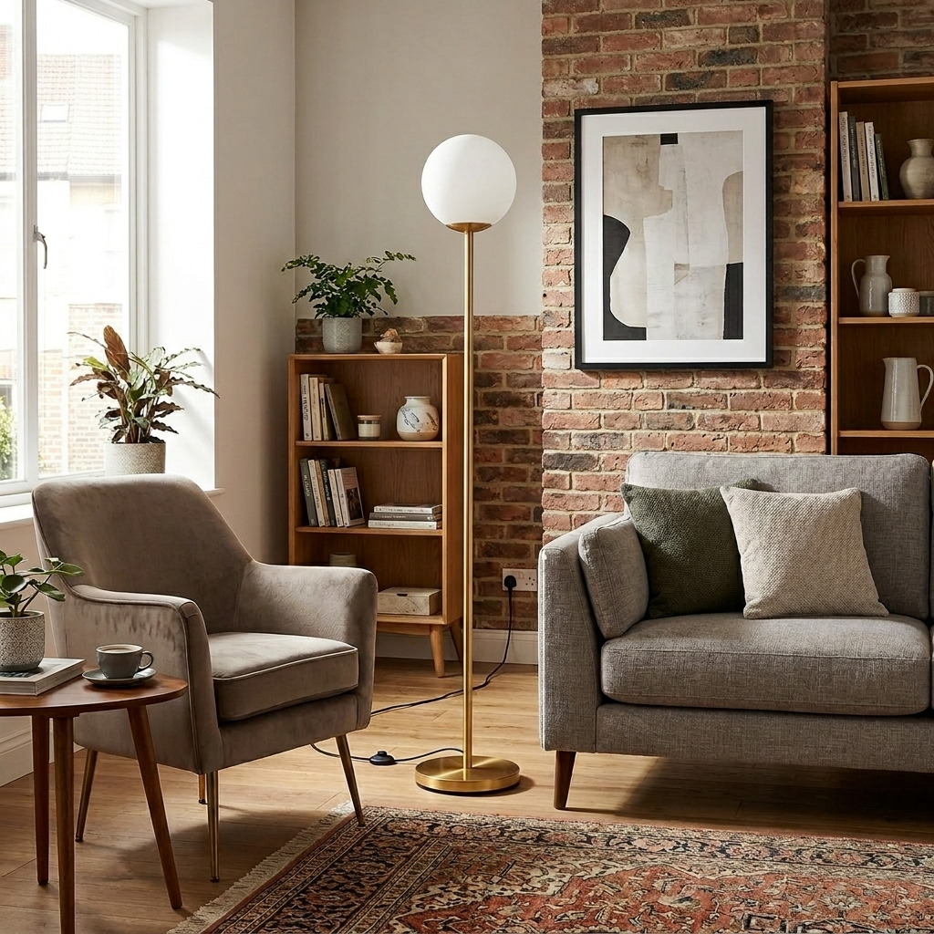 Globe Floor Lamp with Acrylic Lampshade