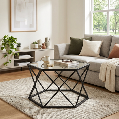 Modern Geometric Glass Coffee Table