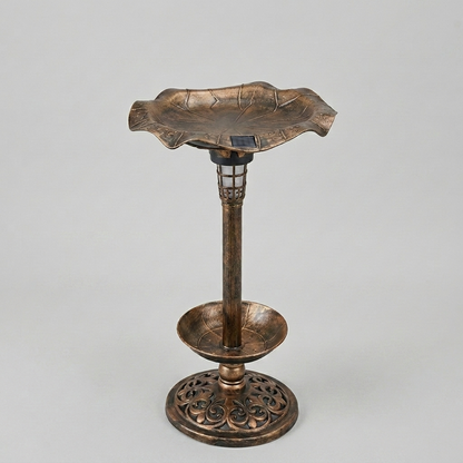 Solar-Powered Bird Bath and Feeder with Integrated Night Light