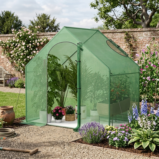 Outdoor Greenhouse with Zip-Up Door and Window