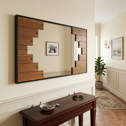 Wooden Farmhouse Style Wall Mirror