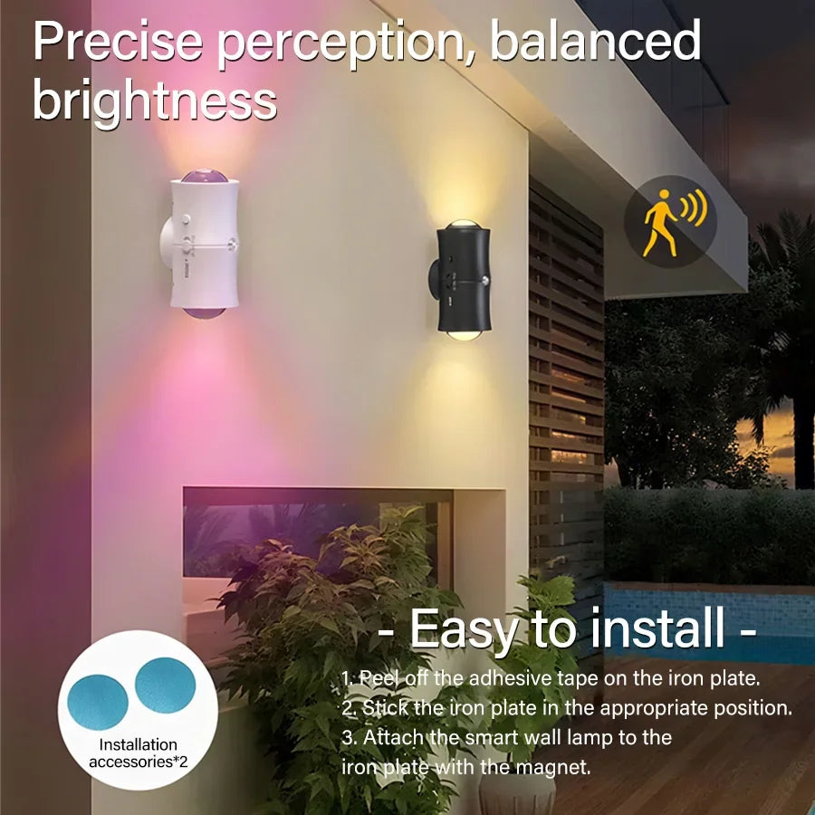 RGB LED Rechargeable Magnetic Night Light with Motion Sensor - Perfect for Cabinets, Hallways, and Stairs