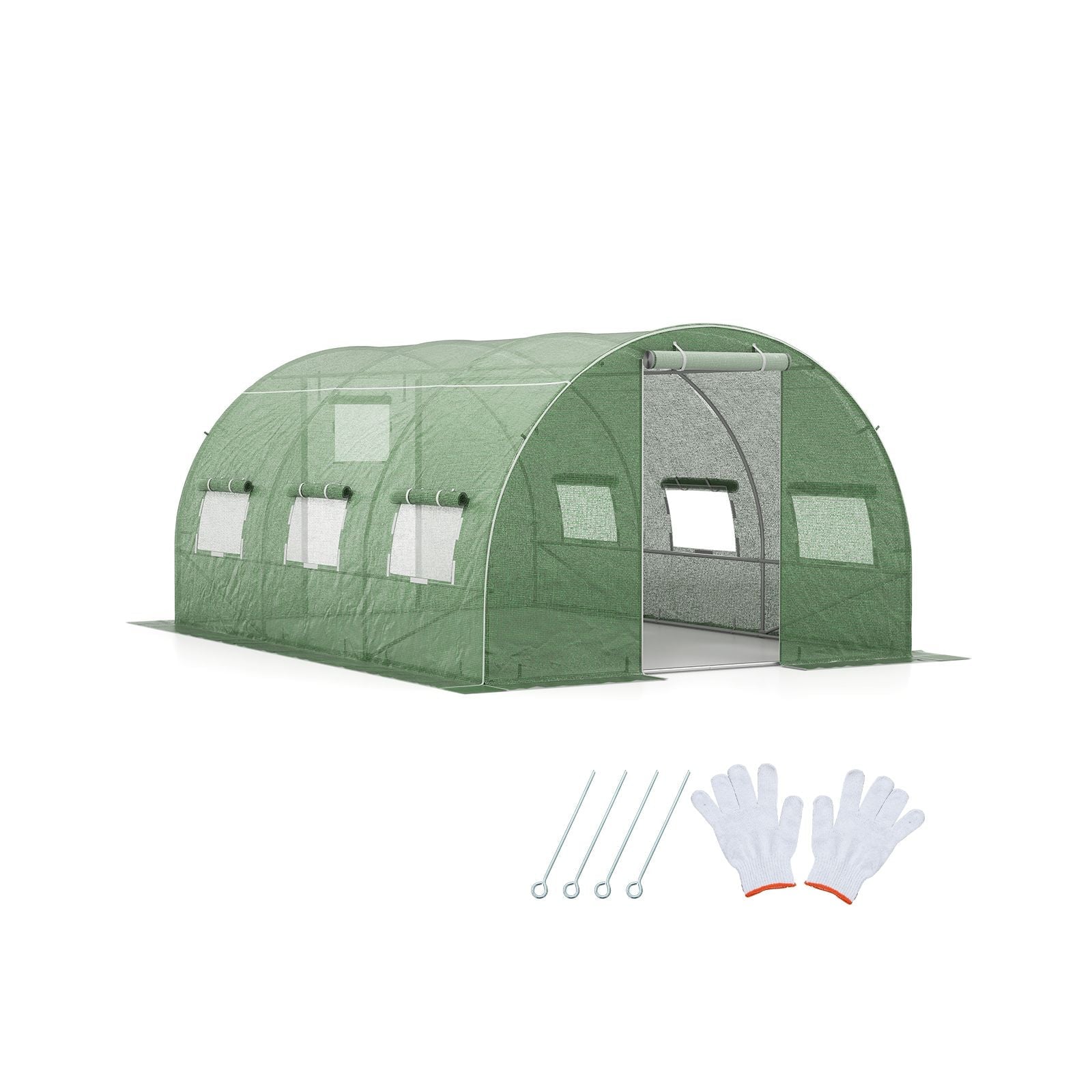 400 X 300 X 200 Cm Outdoor Walk-In Tunnel Greenhouse 8 Roll-Up Windows