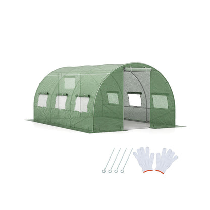 400 X 300 X 200 Cm Outdoor Walk-In Tunnel Greenhouse 8 Roll-Up Windows